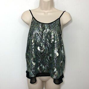 ASTR sequin camisole tank top peacock design M